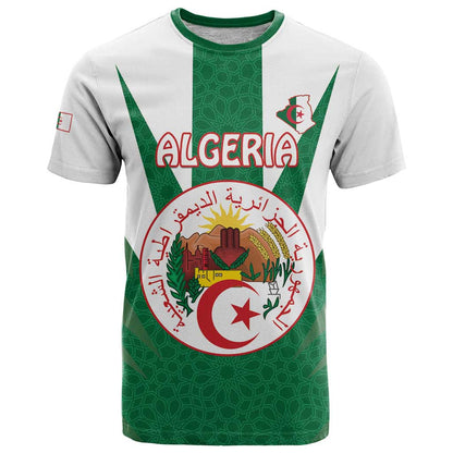 Personalised Algeria T-Shirt Coat Of Arms With Islamic Pattern Graphic Tee