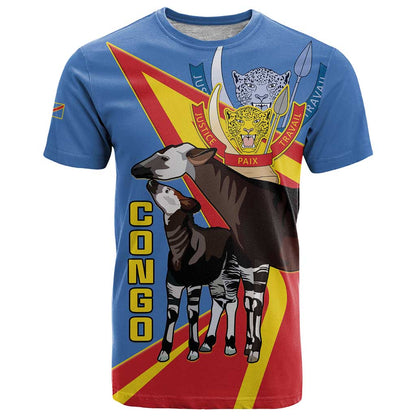 DR Congo Okapi T-Shirt With Coat Of Arms Graphic Tee