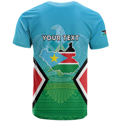 Personalised South Sudan Independence Day T-Shirt Coat Of Arms With Flag Map Graphic Tee