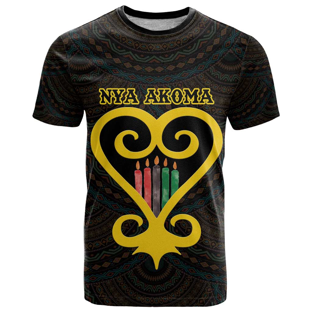 Personalised Happy Black Love Day T-Shirt Sankofa Heart With Adinkra Pattern Graphic Tee