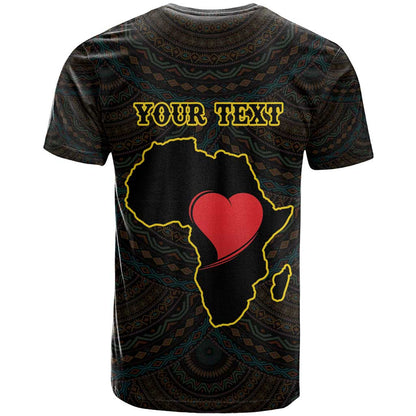 Personalised Happy Black Love Day T-Shirt Sankofa Heart With Adinkra Pattern Graphic Tee