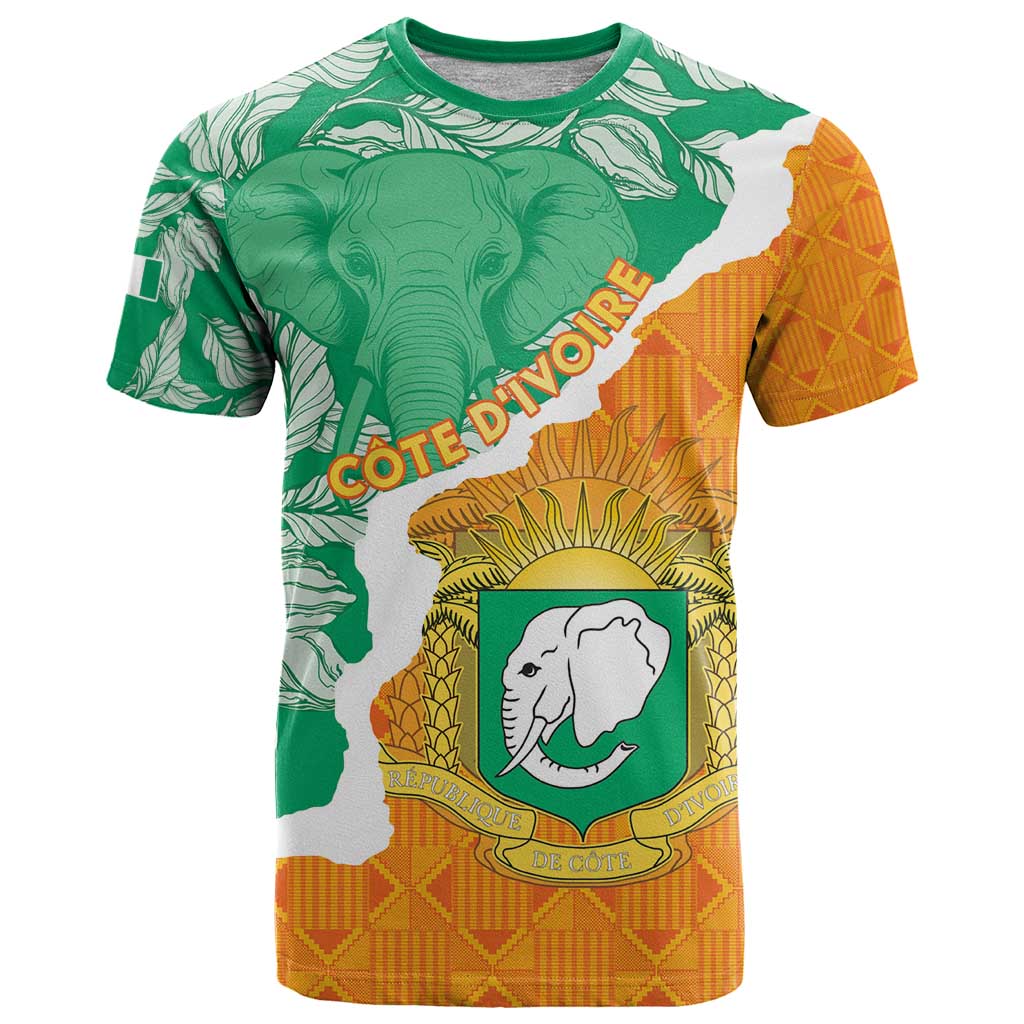 Personalised Ivory Coast T-Shirt Elephant With Coat Of Arms Graphic Tee