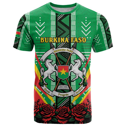 Personalised Burkina Faso T-Shirt Coat Of Arms Bogolan Pattern Graphic Tee