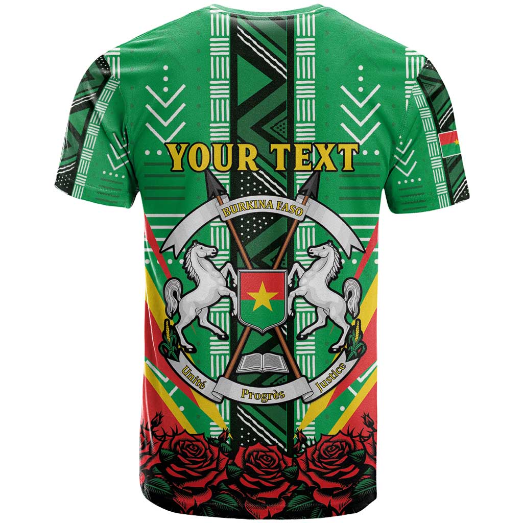 Personalised Burkina Faso T-Shirt Coat Of Arms Bogolan Pattern Graphic Tee