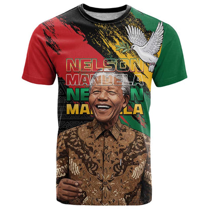 Nelson Mandela International Day T-Shirt African Pattern Grunge Style Graphic Tee