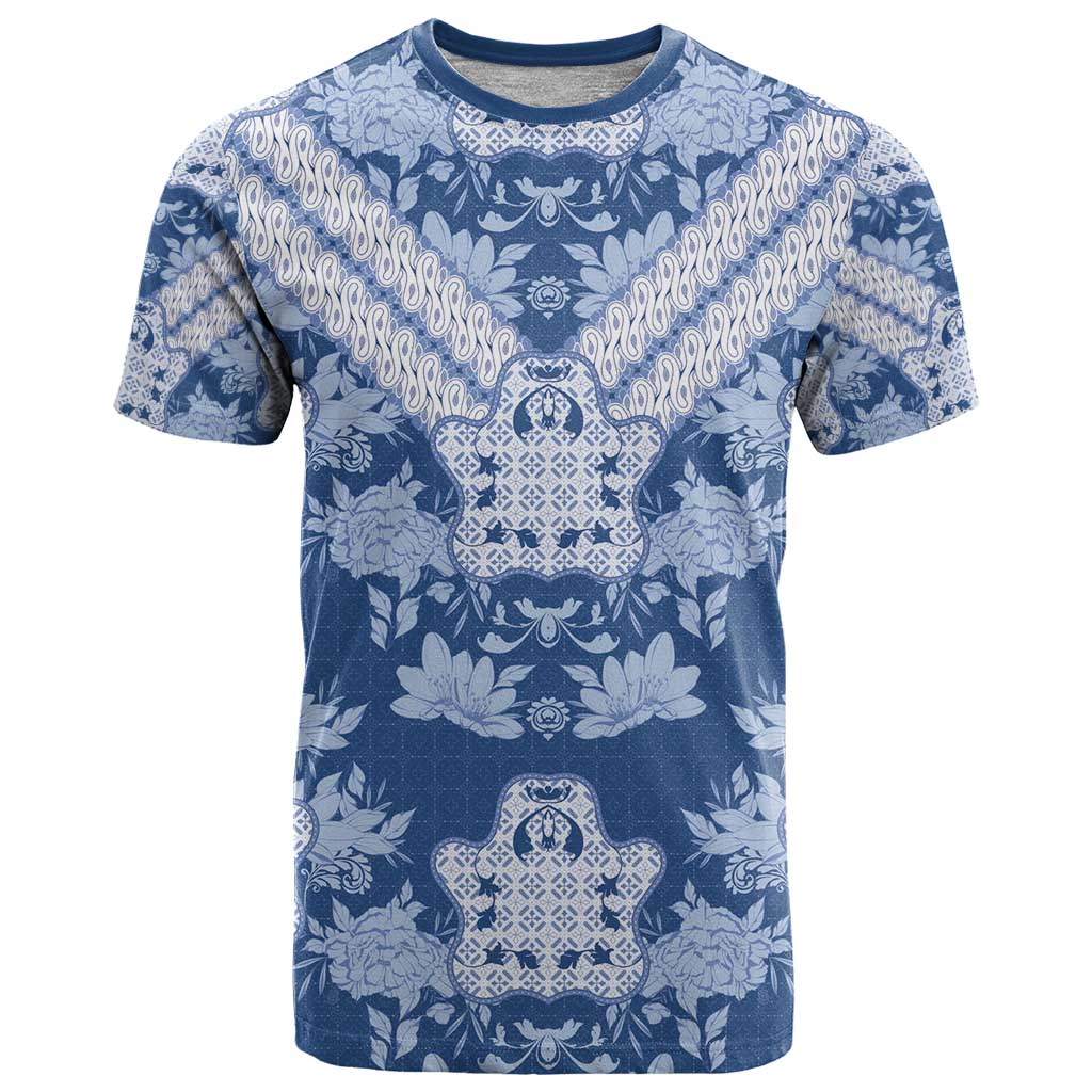 Indonesia Javanese Batik T-Shirt Nelson Mandela Madiba Blue Graphic Tee