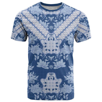 Indonesia Javanese Batik T-Shirt Nelson Mandela Madiba Blue Graphic Tee