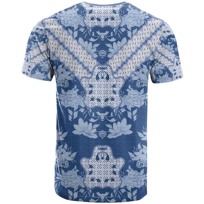 Indonesia Javanese Batik T-Shirt Nelson Mandela Madiba Blue Graphic Tee