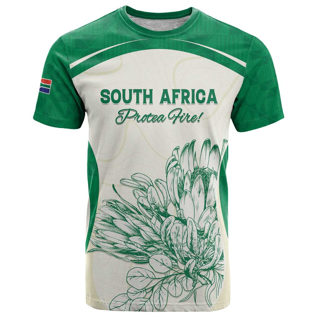 Custom South Africa Cricket T-Shirt Protea Fire Graphic Tee