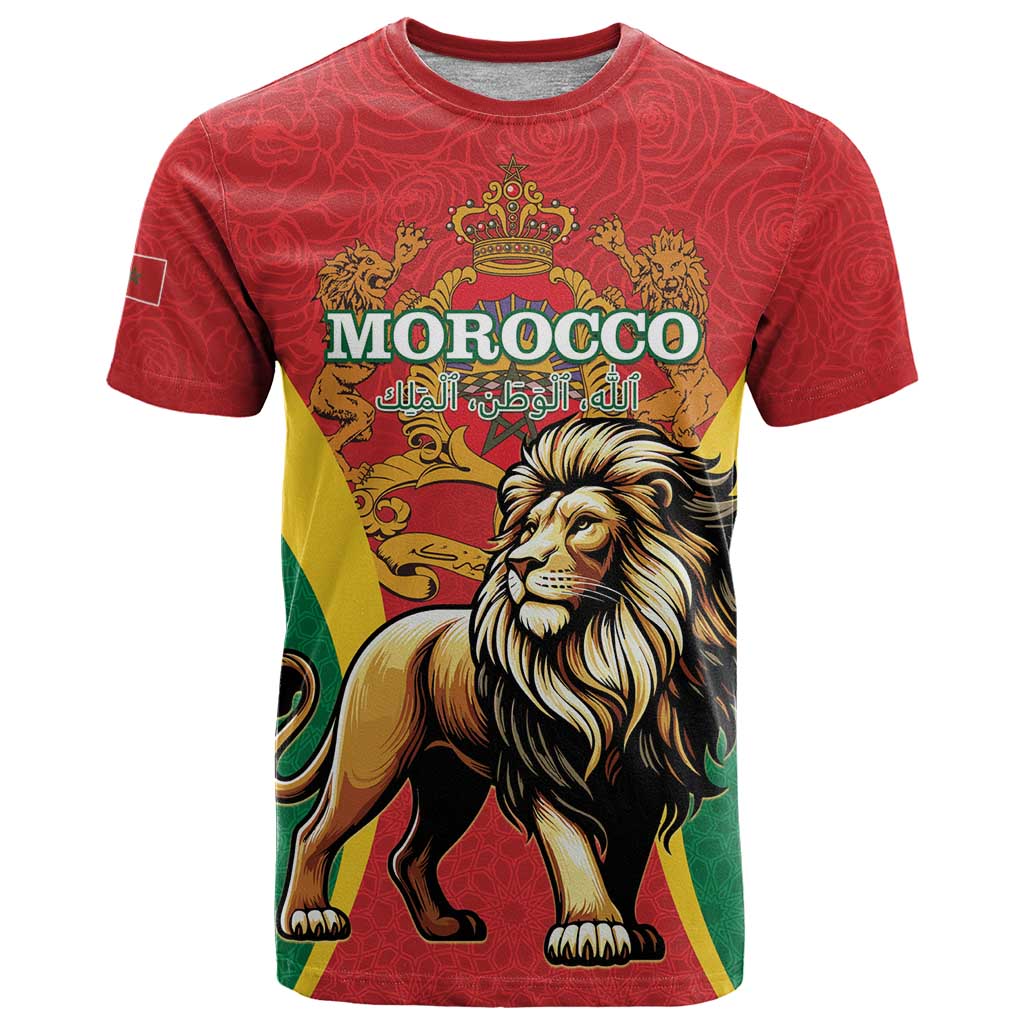 Personalised Morocco Proclamation Day T-Shirt Barbary Lion Mix Islamic Pattern Graphic Tee