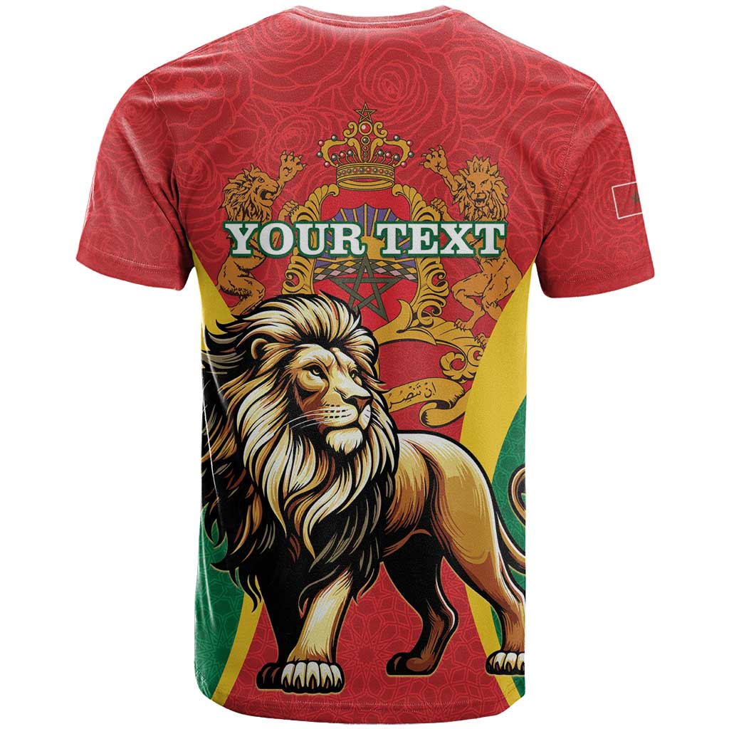 Personalised Morocco Proclamation Day T-Shirt Barbary Lion Mix Islamic Pattern Graphic Tee
