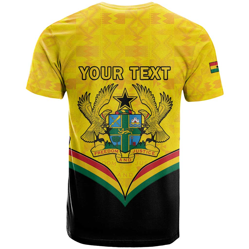 Personalised Ghana Independence Day T-Shirt Coat Of Arms With Kente Pattern Graphic Tee