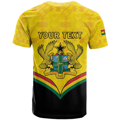 Personalised Ghana Independence Day T-Shirt Coat Of Arms With Kente Pattern Graphic Tee