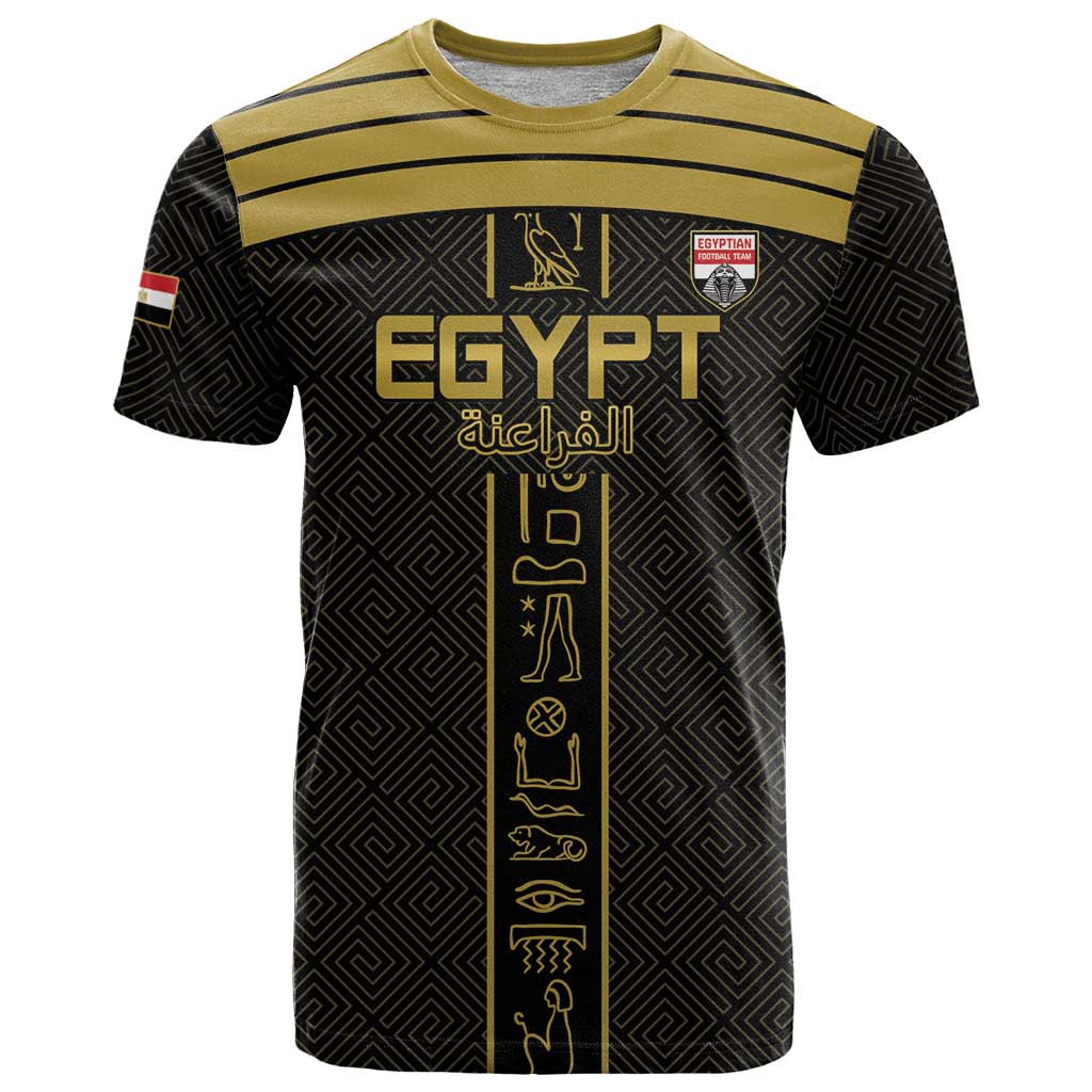 Custom Egypt Football T-Shirt Yalla Yalla Pharaohs - Black Ver Graphic Tee