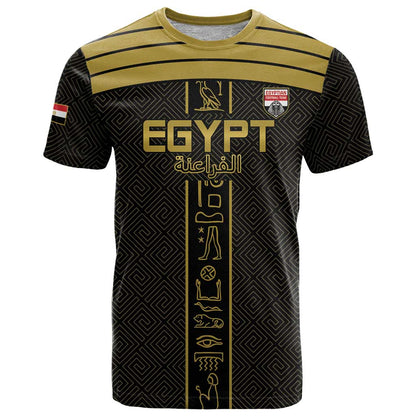 Custom Egypt Football T-Shirt Yalla Yalla Pharaohs - Black Ver Graphic Tee