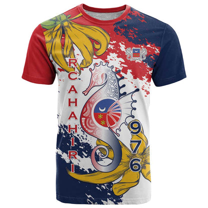 Ra Hachiri 976 T-Shirt Mayotte Map With Ylang Ylang Graphic Tee
