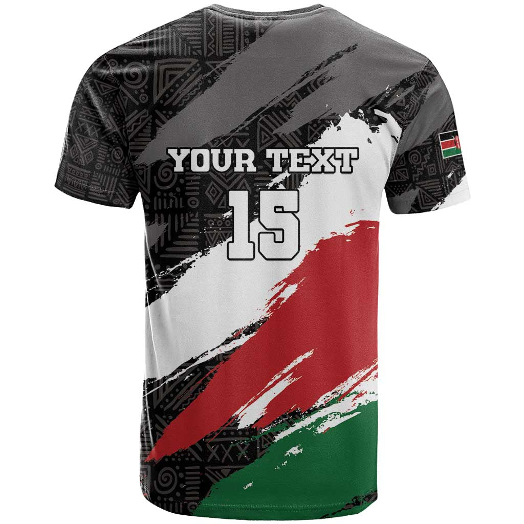 Custom Kenya Rugby Sevens T-Shirt African Pattern - Grunge Style Graphic Tee
