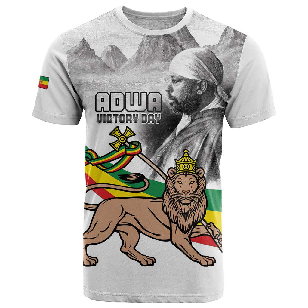 Adwa Victory Day T-Shirt Menelik II and Mount Soloda - Lion Of Judah Graphic Tee