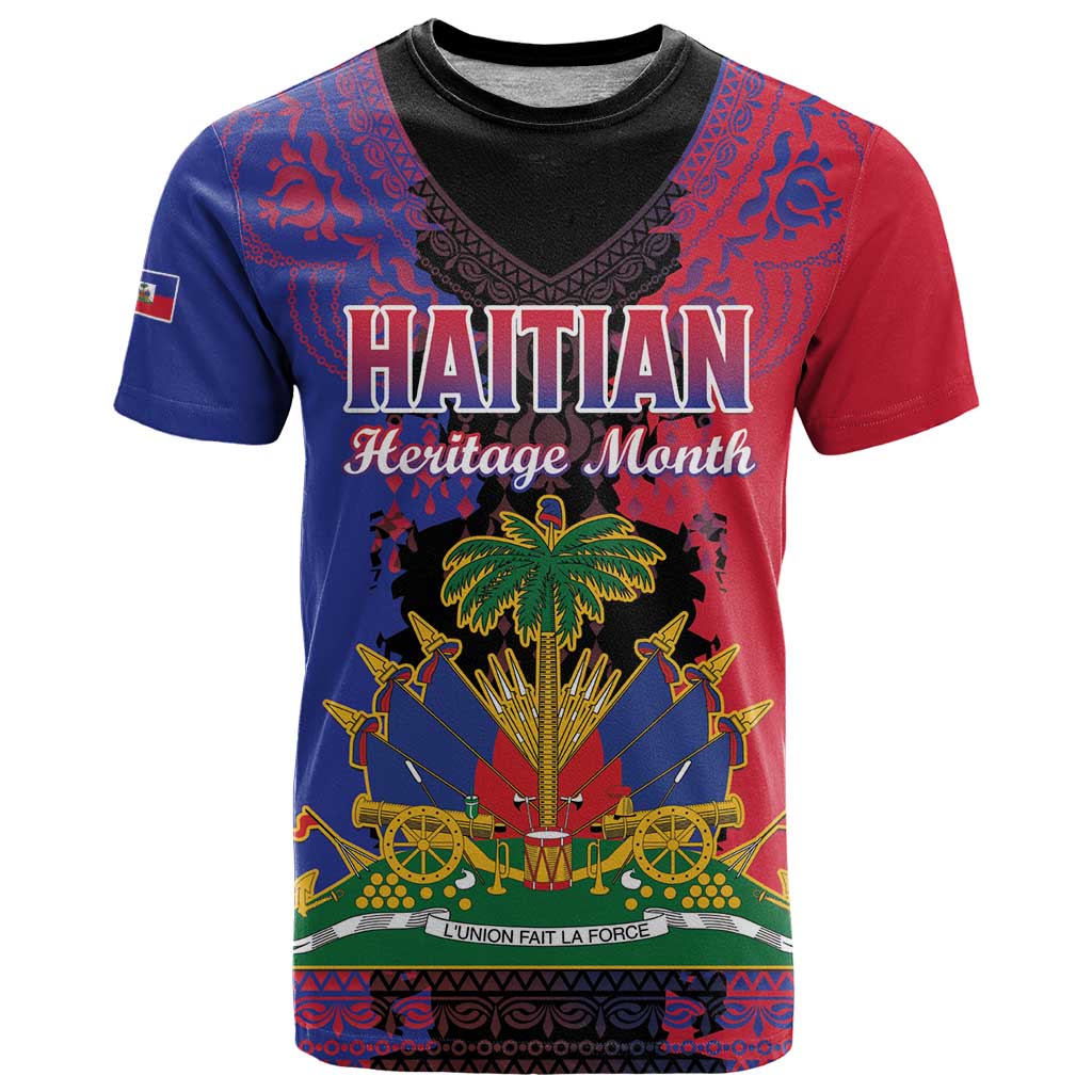 Personalised Haitian Heritage Month T-Shirt Citadelle Laferriere Dashiki Pattern Graphic Tee