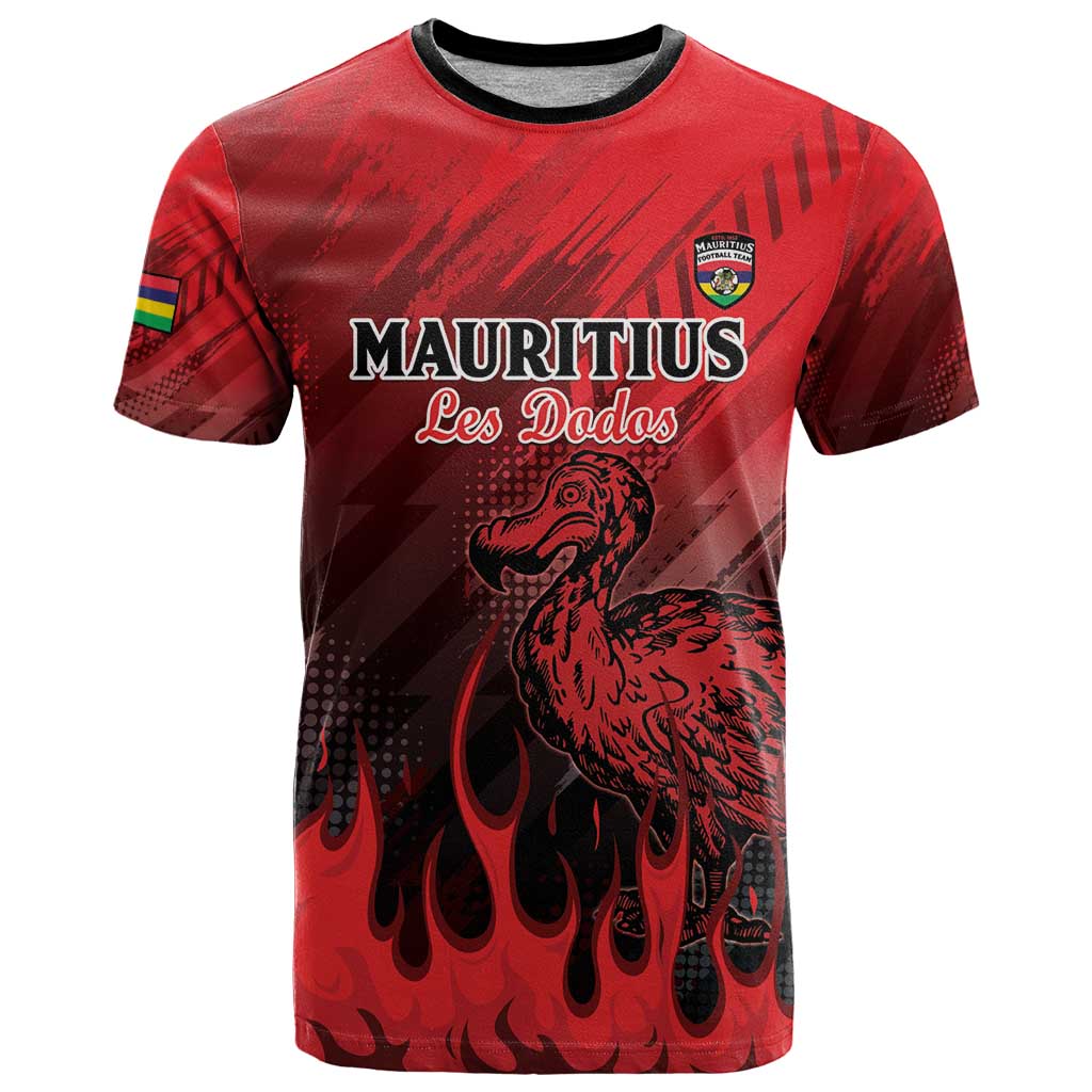 Personalised Mauritius Football T-Shirt Allez Les Dodos Grunge Style Graphic Tee