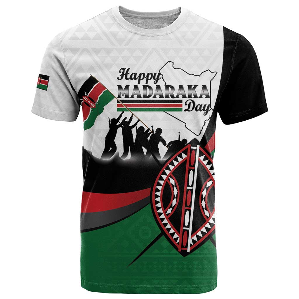 Personalised Happy Kenya Madaraka Day T-Shirt Maasai Shield - Kenyan Pattern Graphic Tee