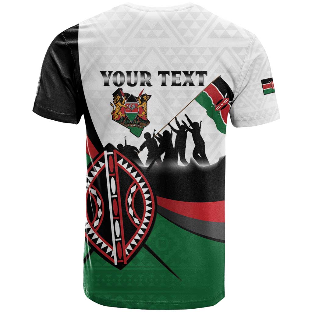 Personalised Happy Kenya Madaraka Day T-Shirt Maasai Shield - Kenyan Pattern Graphic Tee