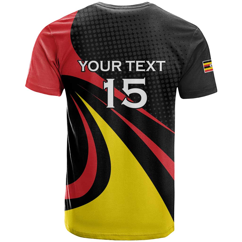 Uganda Rugby Custom T-Shirt Black Crowned Crane Mascot - Sporty Style Graphic Tee