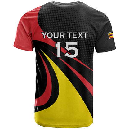 Uganda Rugby Custom T-Shirt Black Crowned Crane Mascot - Sporty Style Graphic Tee
