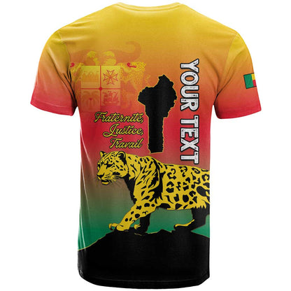 Personalized Benin National Day T-Shirt Leopard With Coat Of Arms Graphic Tee