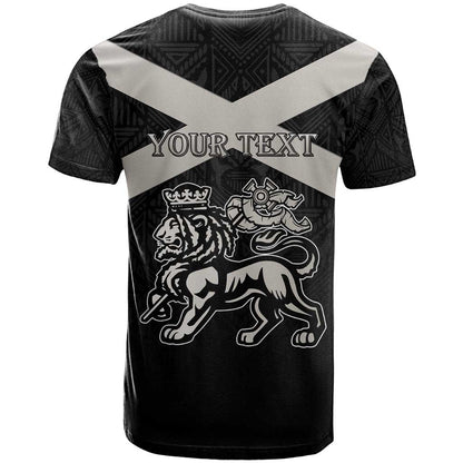 Personalized Jamaica T-Shirt Coat Of Arms With Rastafarian Lion Silver Color Graphic Tee