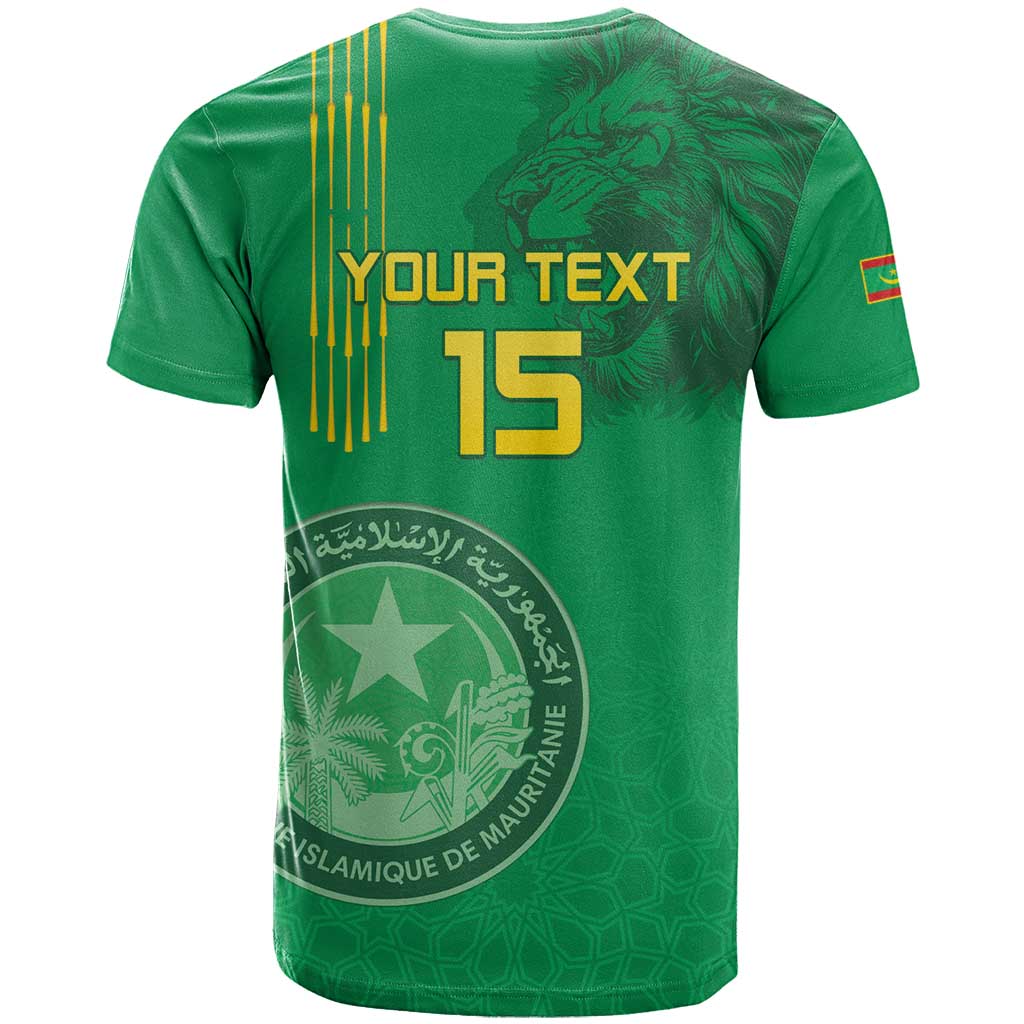 Custom Mauritania Football T-Shirt Coat Of Arms With Islamic Pattern Graphic Tee
