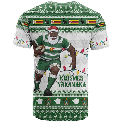 Zimbabwe Rugby Christmas T-Shirt The Sables Krismes Yakanaka Graphic Tee