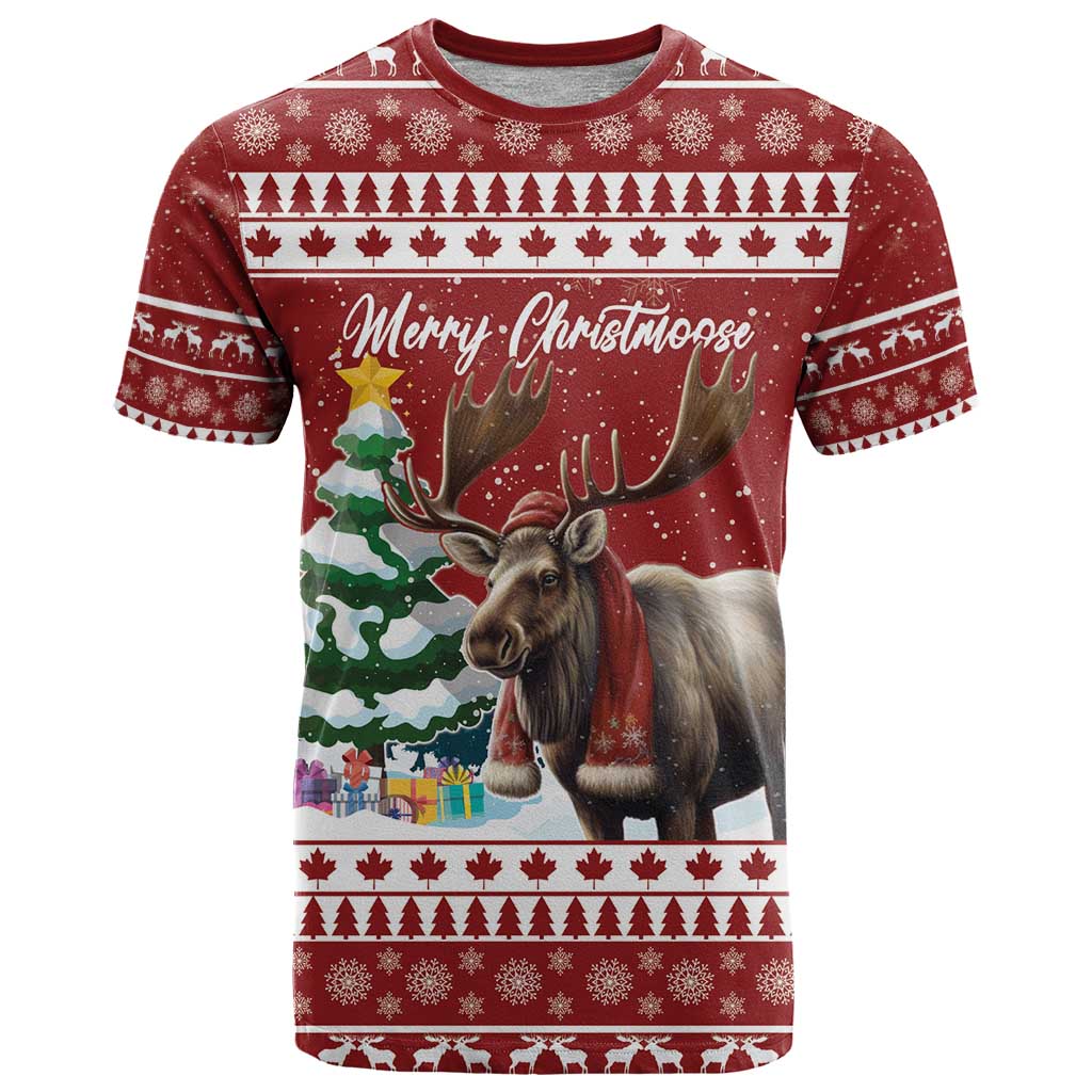 Personalized Canada Christmas T-Shirt Merry Christmoose Graphic Tee