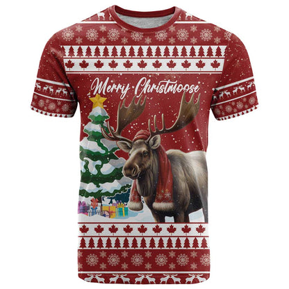 Personalized Canada Christmas T-Shirt Merry Christmoose Graphic Tee