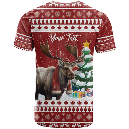 Personalized Canada Christmas T-Shirt Merry Christmoose Graphic Tee