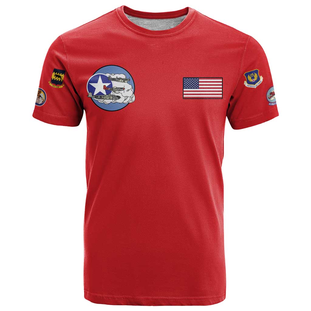 Tuskegee Airmen WWII Heroes T-Shirt The Great American Aviators Red Art Graphic Tee