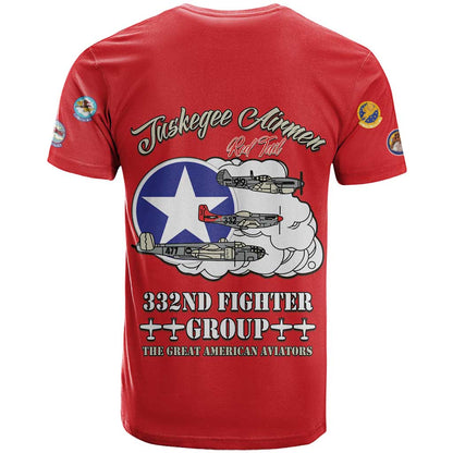 Tuskegee Airmen WWII Heroes T-Shirt The Great American Aviators Red Art Graphic Tee
