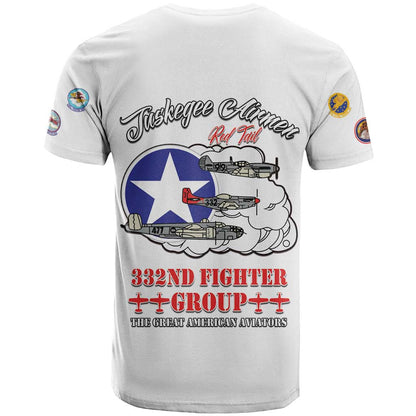 Tuskegee Airmen WWII Heroes T-Shirt The Great American Aviators White Art Graphic Tee