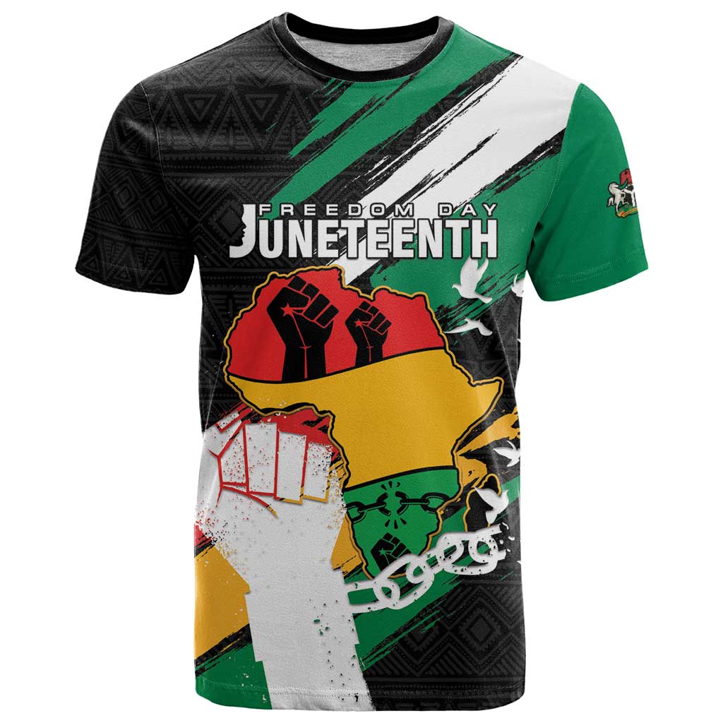 Personalised Nigeria Juneteenth T-Shirt Africa Map - Happy Freedom Day Graphic Tee
