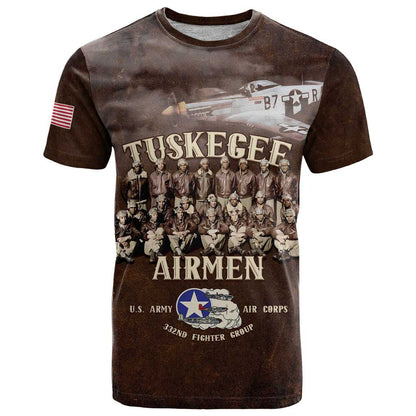 Remembering Tuskegee Airmen T-Shirt Heroes of the 332nd Squadron Retro Style Graphic Tee