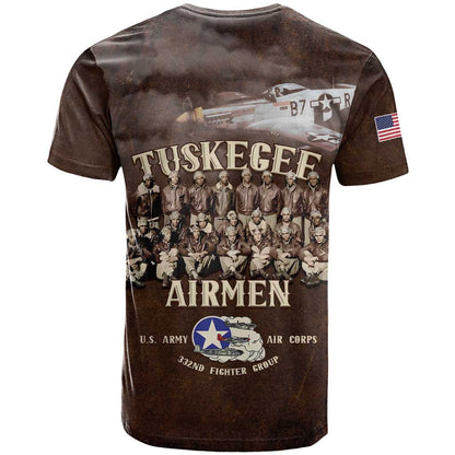 Remembering Tuskegee Airmen T-Shirt Heroes of the 332nd Squadron Retro Style Graphic Tee