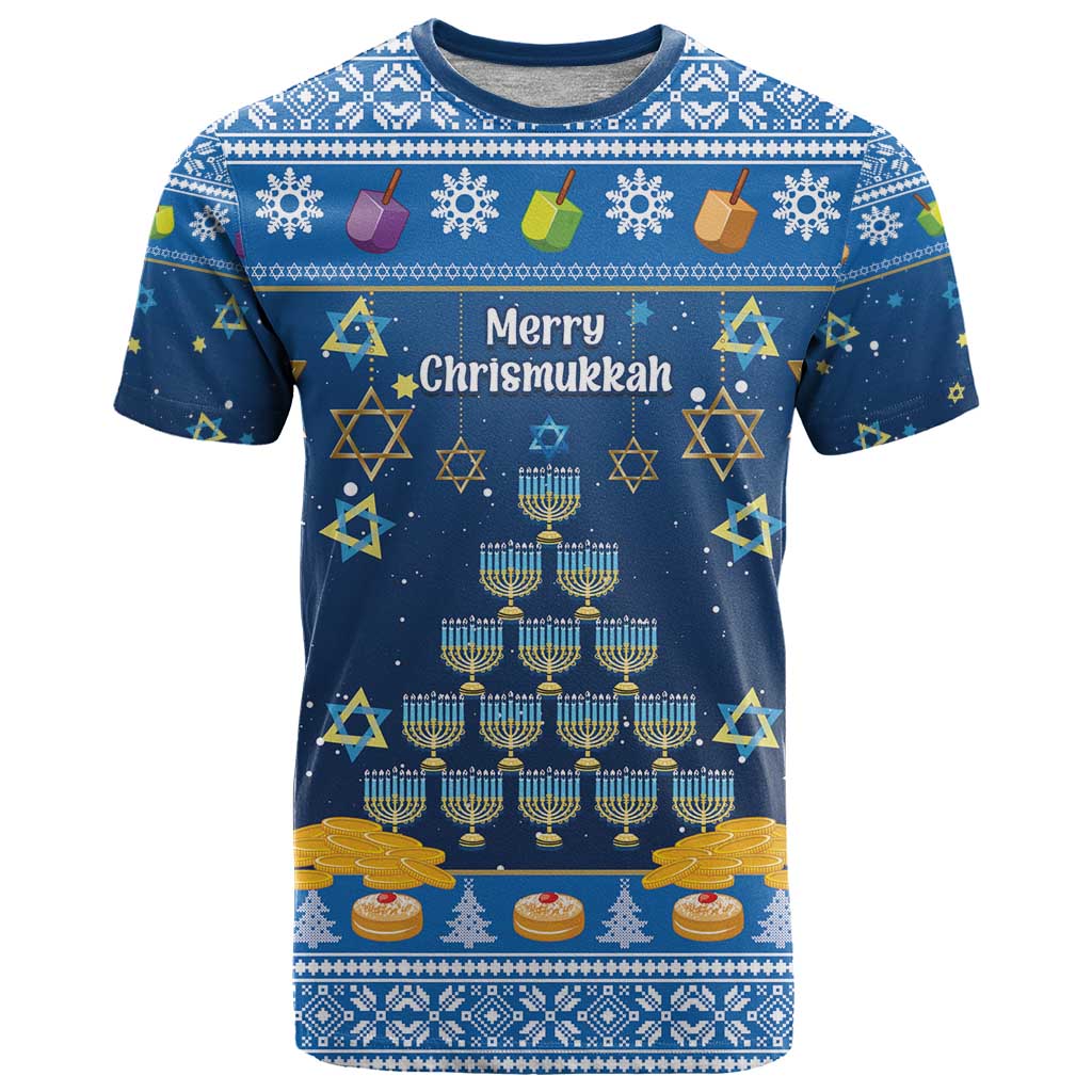 Personalised Jewish Hanukkah Xmas T-Shirt Merry Chrismukkah Graphic Tee