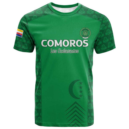 Custom Comoros Football T-Shirt Go Champions Green Les Coelacantes Graphic Tee