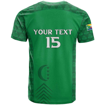 Custom Comoros Football T-Shirt Go Champions Green Les Coelacantes Graphic Tee