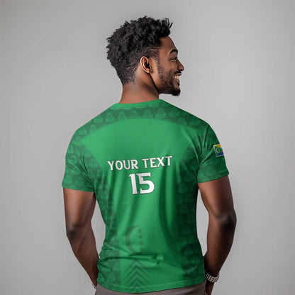 Custom Comoros Football T-Shirt Go Champions Green Les Coelacantes Graphic Tee