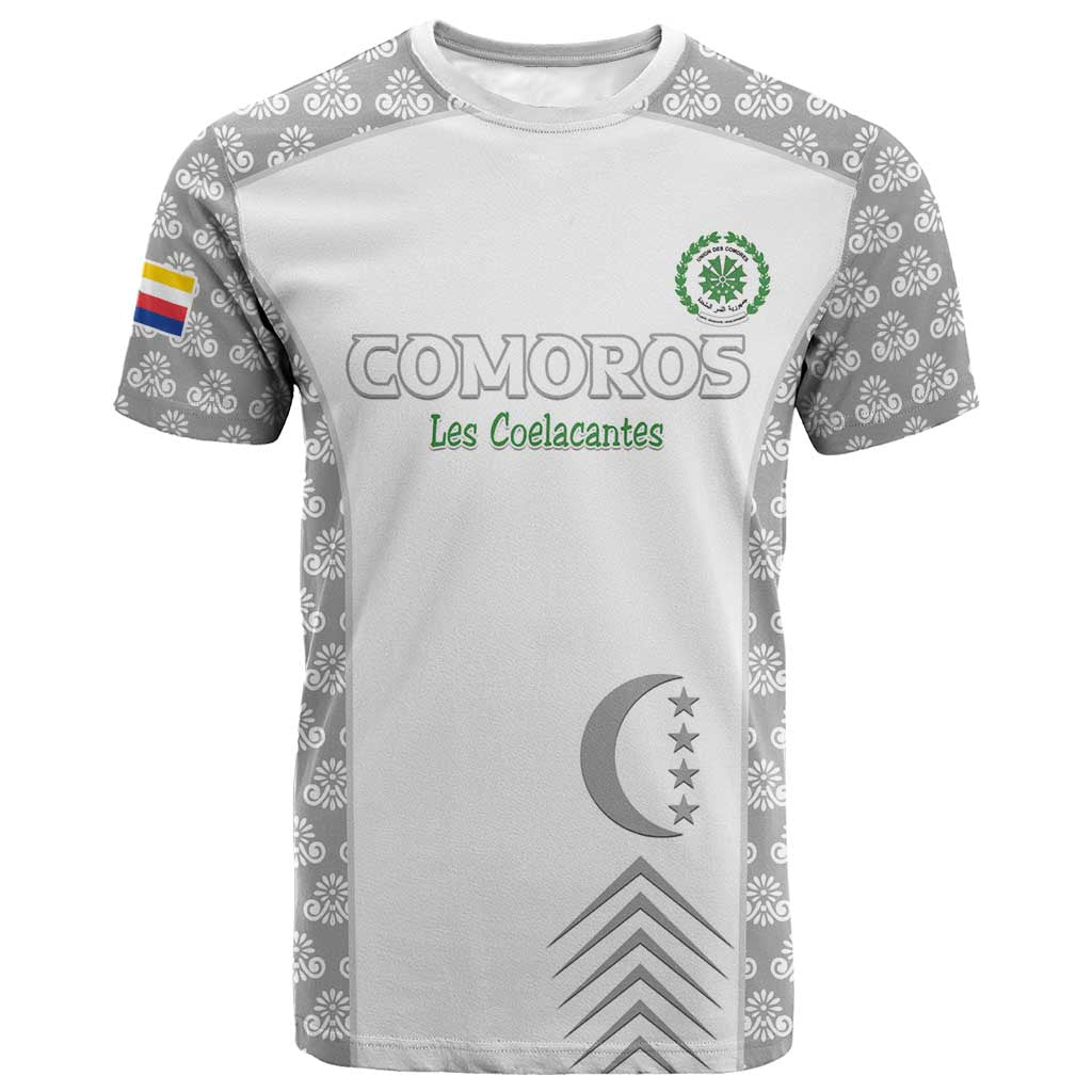 Custom Comoros Football T-Shirt Go Champions White Les Coelacantes Graphic Tee