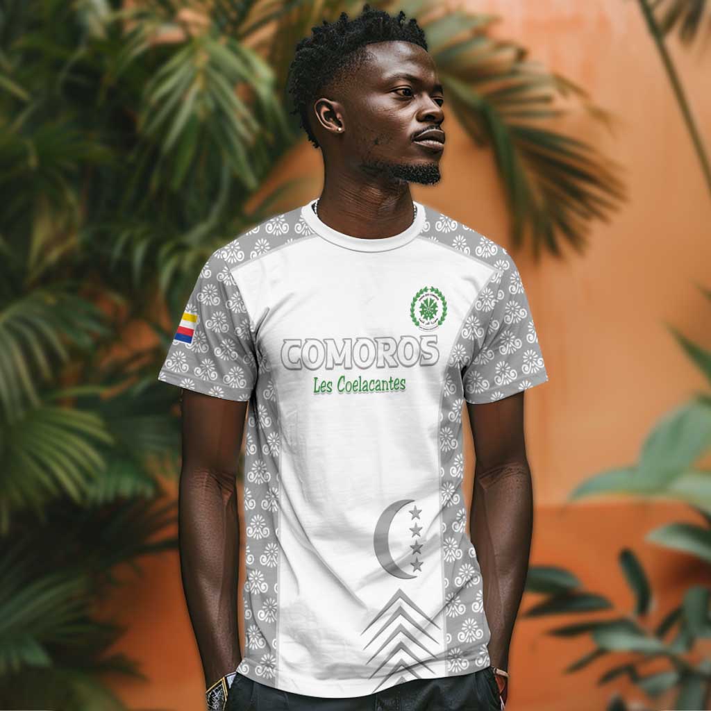 Custom Comoros Football T-Shirt Go Champions White Les Coelacantes Graphic Tee