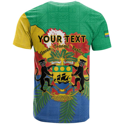 Personalised Gabon T-Shirt Coat Of Arms With African Pattern Graphic Tee