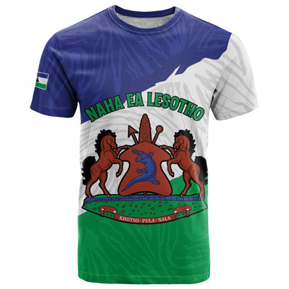 Personalised Lesotho T-Shirt Coat Of Arms With Map Graphic Tee