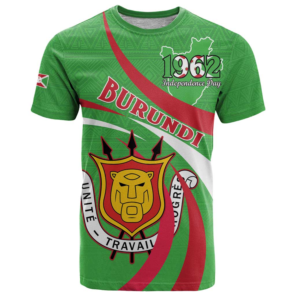 Personalized Burundi Independence Day T-Shirt Coat Of Arms With Map Graphic Tee